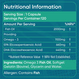 Nutritional information for Omega 3 Fish Oil 2000mg